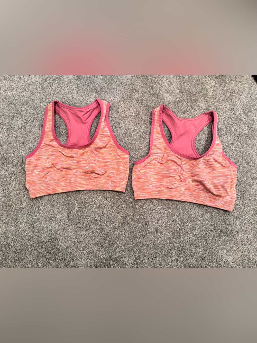Women's Pink Orange Space-Dye Racerback Sports Bra
